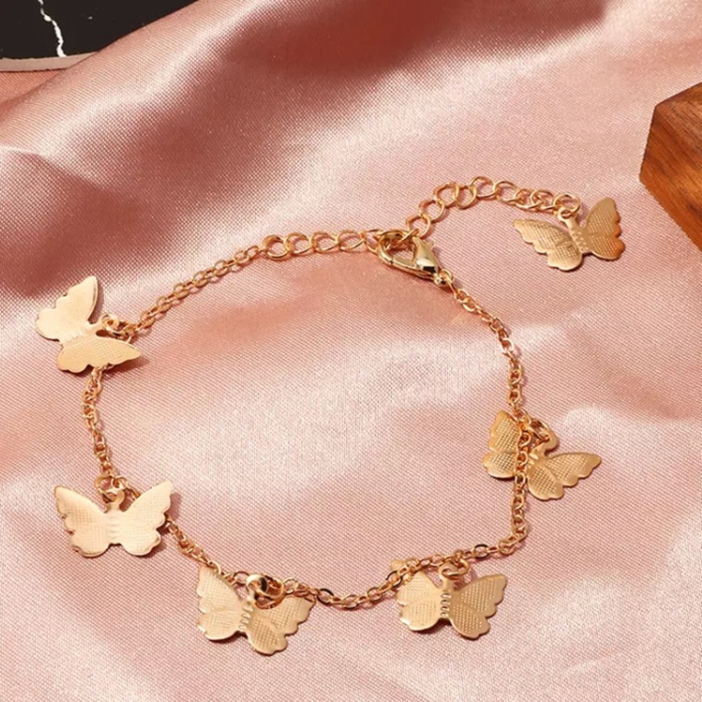 🎉 New Butterfly Gold Plated Anklet Ankle Bracelet
